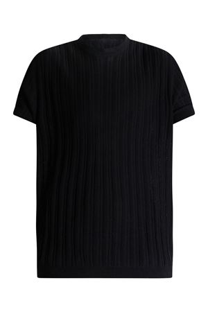 T-shirt in maglia di cotone a coste nera LOW BRAND | LM26012D001
